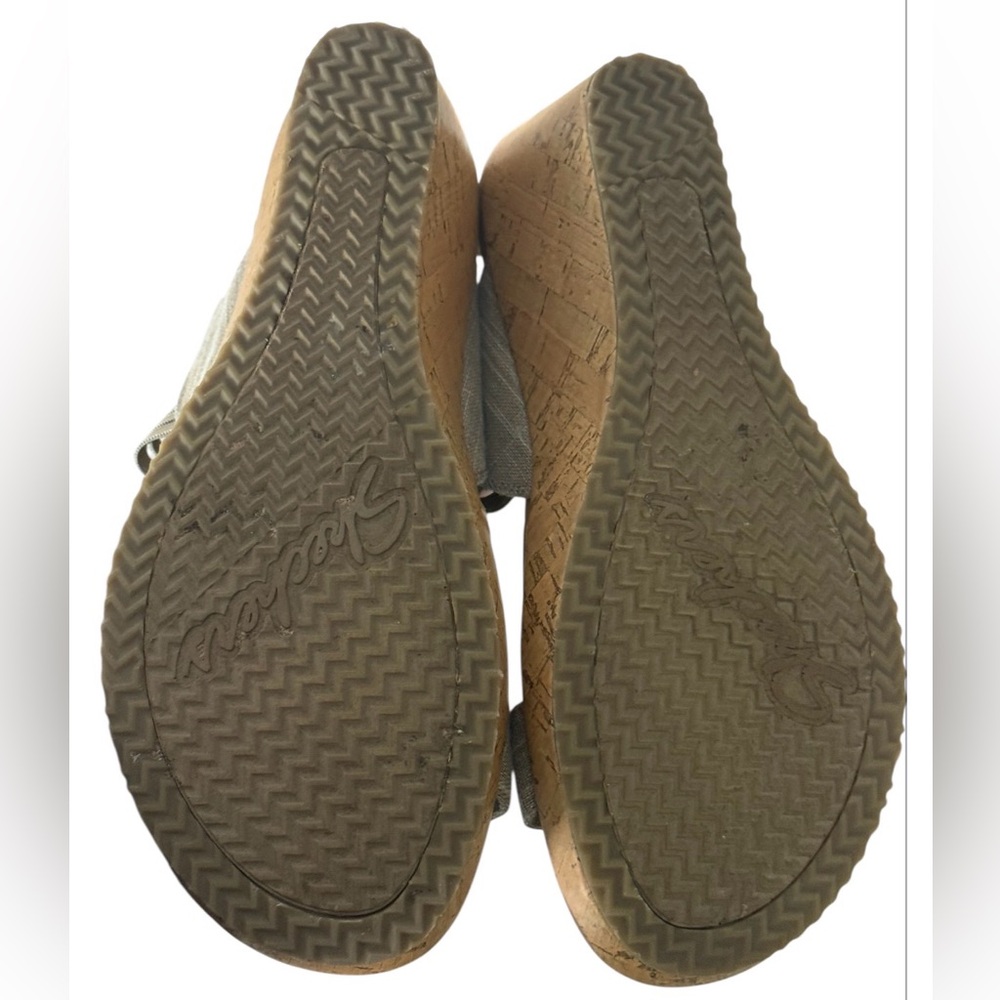 Skechers Women's Light Gray Cork Wedge Sandals - Picture 4 of 13